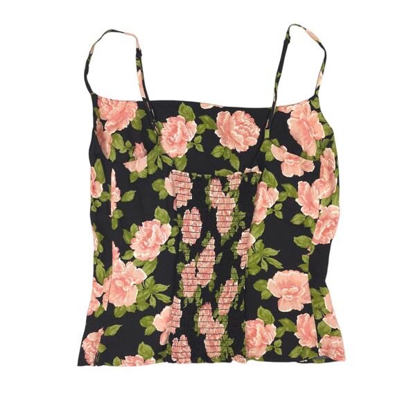 Reformation Tank Top Black Pink Floral Camisole Adjustable Straps - Picture 2 of 6